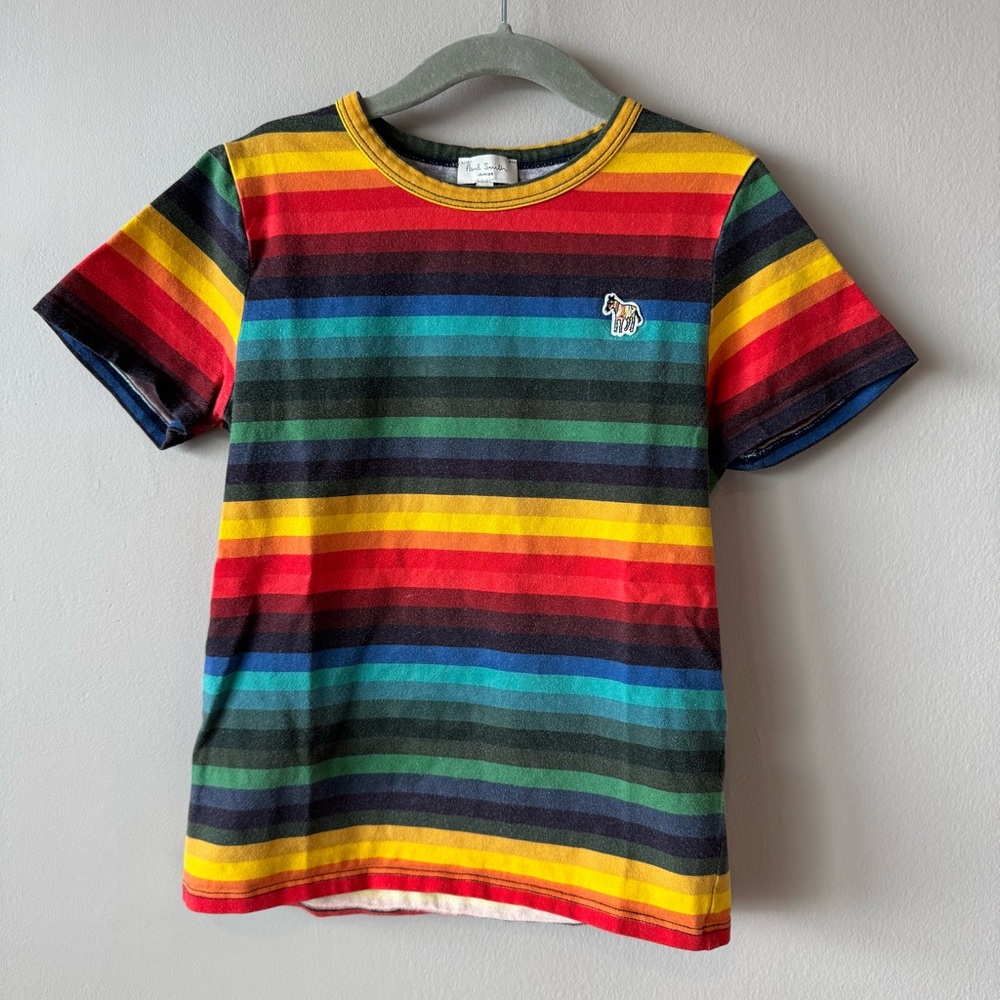 Paul Smith Junior Kids Colorful Rainbow Striped T-Shirt Size 8 Years